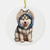 Personalisierter sibirischer Husky-Hund Kunst Keramik Ornament (Vorne)