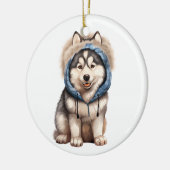Personalisierter sibirischer Husky-Hund Kunst Keramik Ornament (Links)