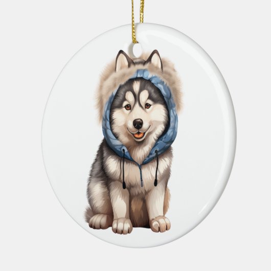 Personalisierter sibirischer Husky-Hund Kunst Keramik Ornament (Links)