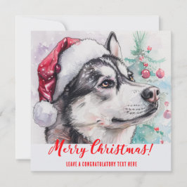 Personalisierter sibirischer Husky-Urlaub Feiertagskarte