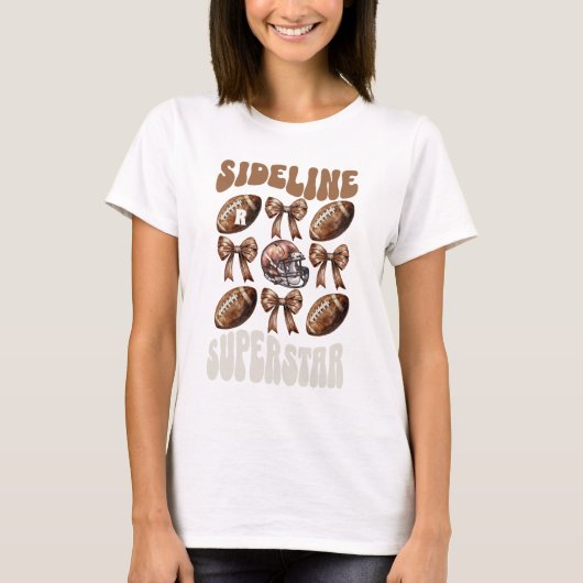 Personalisierter Sideline Superstar Mama Football T-Shirt (Vorderseite)