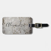 Personalisierter Silber-Cowhide-Tag Gepäckanhänger (Vorderseite horizontal)