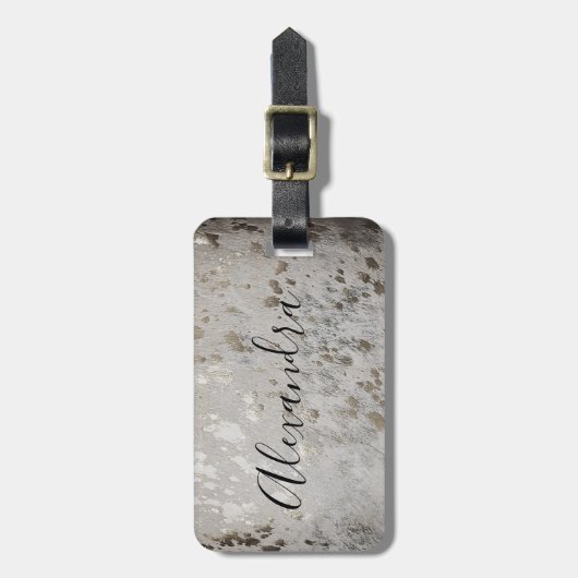 Personalisierter Silber-Cowhide-Tag Gepäckanhänger (Vorderseite vertikal)