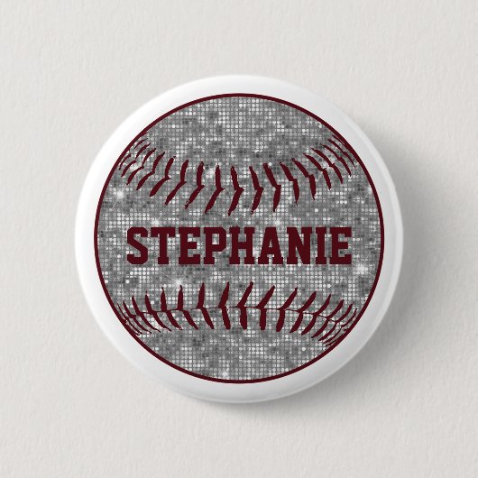 Personalisierter Silber-Disco-Spiegel-Baseball Button (Vorderseite)
