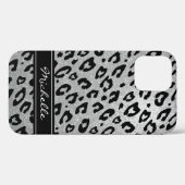 Personalisierter silber Glitzer Leopard iPhone 12  Case-Mate iPhone Hülle (Rückseite (Horizontal))