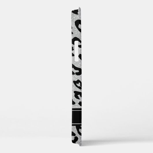 Personalisierter silber Glitzer Leopard iPhone 12 Case-Mate iPhone Hülle (Rückseite / Rechts)