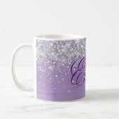 Personalisierter Silber Glitzer Lila Film Kaffeetasse (Links)