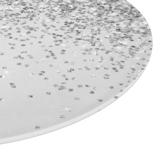 Personalisierter Silber-Glitzer Moderner Monogramm Schneidebrett (Ecke)
