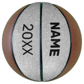 Personalisierter Silberglatter-Glitzern Basketball (Vertikal)