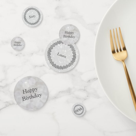 Personalisierter Silbergrau 60. Geburtstag Konfetti (Gruppe)