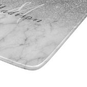 Personalisierter silberner Glitter-Monogramm-Marmo Schneidebrett (Ecke)