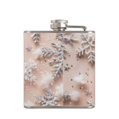 Personalisierter silberner Glitter-Schneeflocke Flachmann (Rückseite)