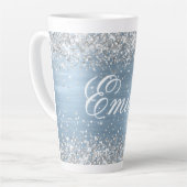 Personalisierter Silberner Glitzer Lichtblau Fohle Milchtasse (Linke Ecke)