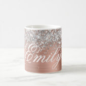 Personalisierter Silberner Glitzer Rose Gold Fossi Kaffeetasse (Mittel)