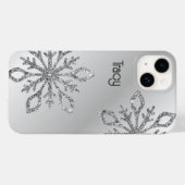 Personalisierter Silberner Glitzer Schneeflocken a Case-Mate iPhone Hülle (Rückseite (Horizontal))