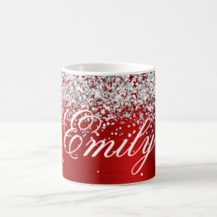 Personalisierter Silberstreifen des Glitzer Kaffeetasse