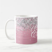 Personalisierter Silberstreifen Glitzer hellrosa F Kaffeetasse (Links)