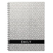 Personalisierter Silberstreifen und weißer griechi Notizblock (Vorderseite)