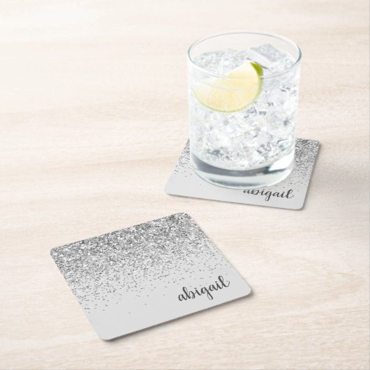 Personalisierter Silver Girl Glitzer Sparkone Mode Rechteckiger Pappuntersetzer (Vor Ort)