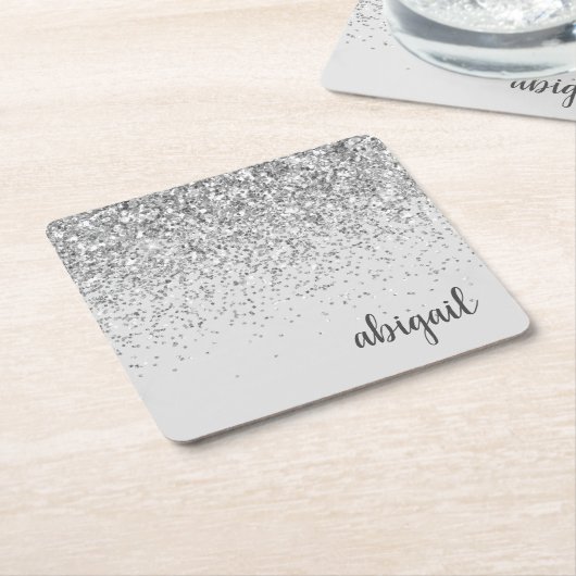 Personalisierter Silver Girl Glitzer Sparkone Mode Rechteckiger Pappuntersetzer (angewinkelt)