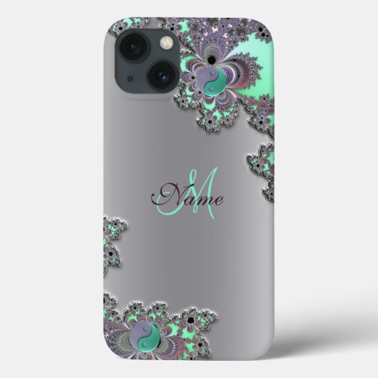 Personalisierter Silver Metallic Fraktal iPad Case (Rückseite)