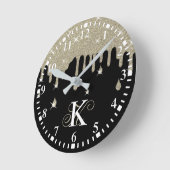 Personalisierter Silver Tropfen Glitzer Effekt & G Runde Wanduhr (Winkel)