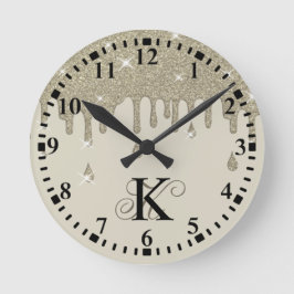 Personalisierter Silver Tropfen Glitzer Effekt & G Runde Wanduhr