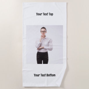 Personalisierter Single Foto mit zwei Zeilen Text  Strandtuch