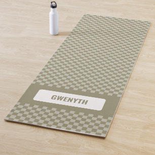 Personalisierter Single mit karierter Seite Yogamatte