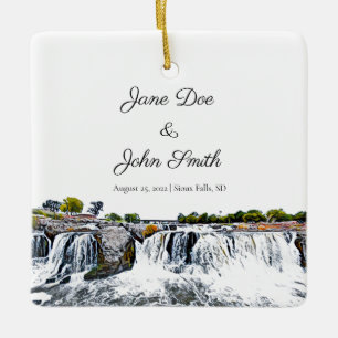 Personalisierter Sioux Falls Wasserfall Keramikornament