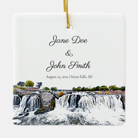Personalisierter Sioux Falls Wasserfall Keramikornament (Vorderseite)