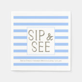 Personalisierter Sip und See Blue Baby Boy gestrei Serviette (Vorderseite)