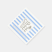 Personalisierter Sip und See Blue Baby Boy gestrei Serviette (Ecke)