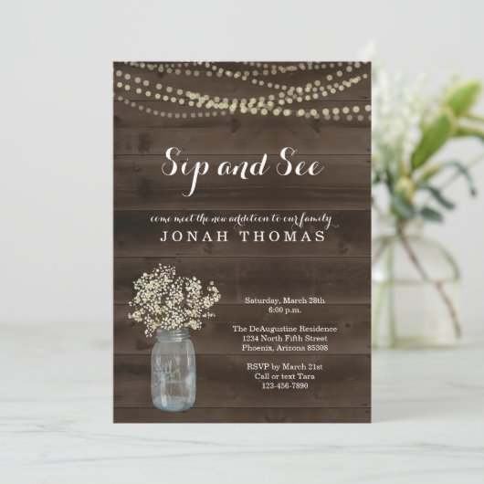 Personalisierter Sip und Siehe Einladung - Rustika (Stehend Vorderseite)