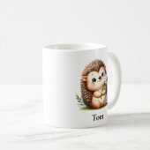 Personalisierter Sitting-Igel mit Blume Kaffeetasse (VorderseiteRechts)