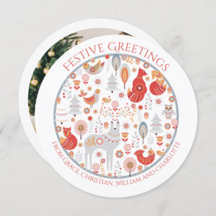 Personalisierter Skandinavier Nordischer Wald Feiertagskarte