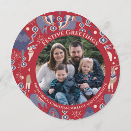 Personalisierter Skandinavier Nordischer Wald Feiertagskarte