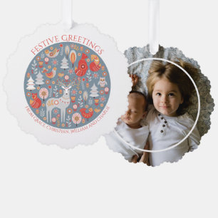 Personalisierter Skandinavier Nordischer Wald Ornament Karte