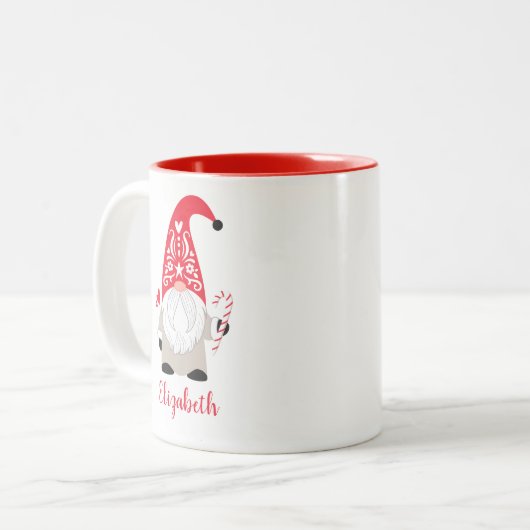 Personalisierter skandinavischer Weihnachtsgenom Zweifarbige Tasse (Vorderseite Links)