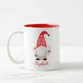 Personalisierter skandinavischer Weihnachtsgenom Zweifarbige Tasse (Links)