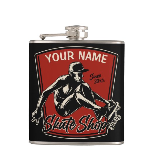 Personalisierter Skate Shop Schnupperklettern Skat Flachmann (Vorderseite)
