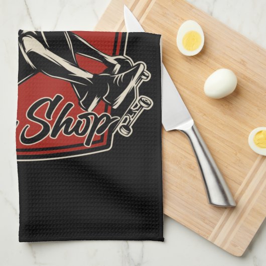 Personalisierter Skate Shop Schnupperklettern Skat Geschirrtuch (Viertel Falte)