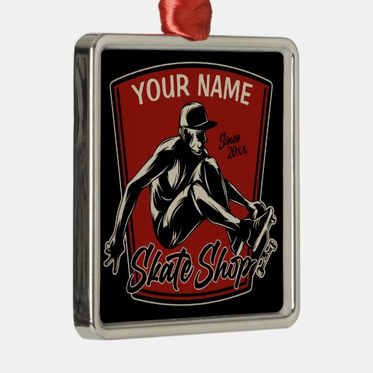 Personalisierter Skate Shop Schnupperklettern Skat Ornament Aus Metall (Rechts)