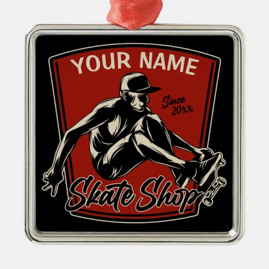 Personalisierter Skate Shop Schnupperklettern Skat Ornament Aus Metall (Vorne)
