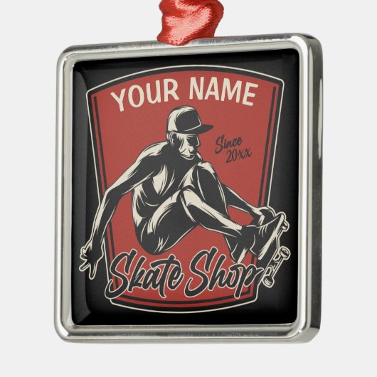 Personalisierter Skate Shop Schnupperklettern Skat Ornament Aus Metall (Links)