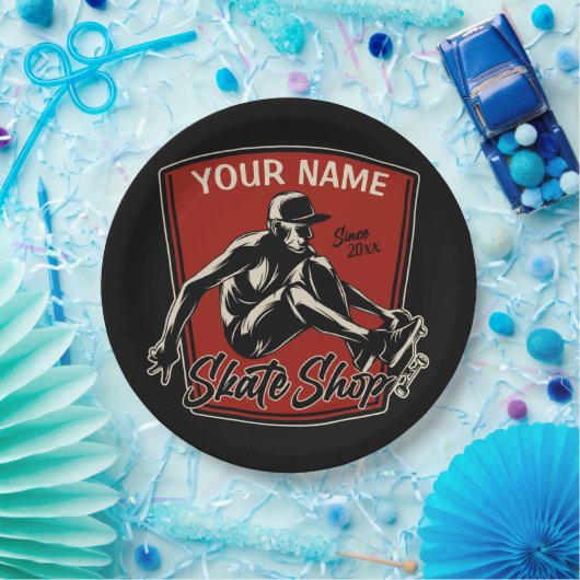 Personalisierter Skate Shop Schnupperklettern Skat Pappteller (Party)