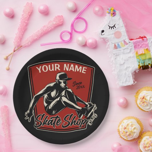 Personalisierter Skate Shop Schnupperklettern Skat Pappteller (Party)
