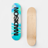 Personalisierter Skateboard Name Türkis Blue Wave (Vorderseite)