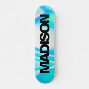 Personalisierter Skateboard Name Türkis Blue Wave
