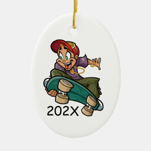 Personalisierter Skateboarder Keramik Ornament